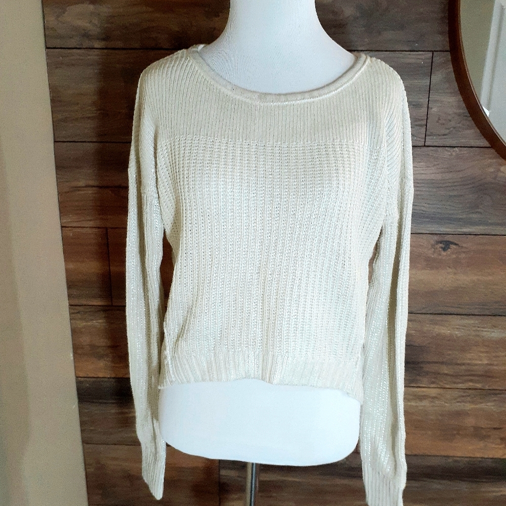 🐇AEO Cropped  High-Low Shimmery Sweater